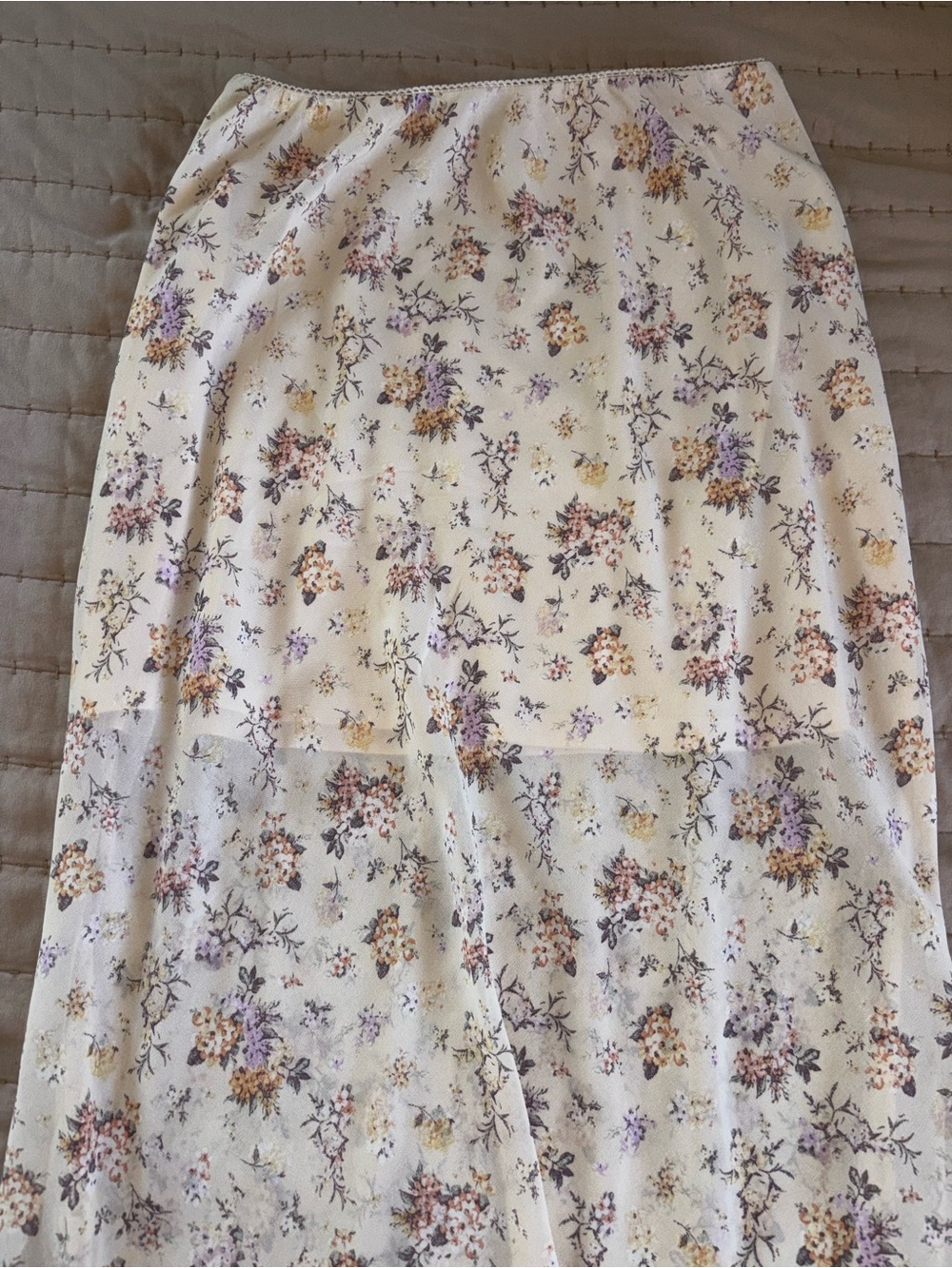 wild fable Cream Maxi Skirt with Purple & Yellow Floral Print - Picture 4 of 7
